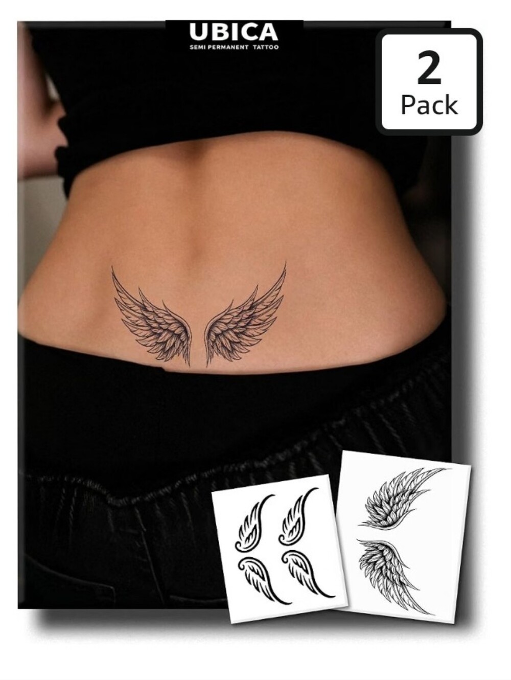 Semi Permanent Tattoos, Minimalist Angel Wings Design, Medium